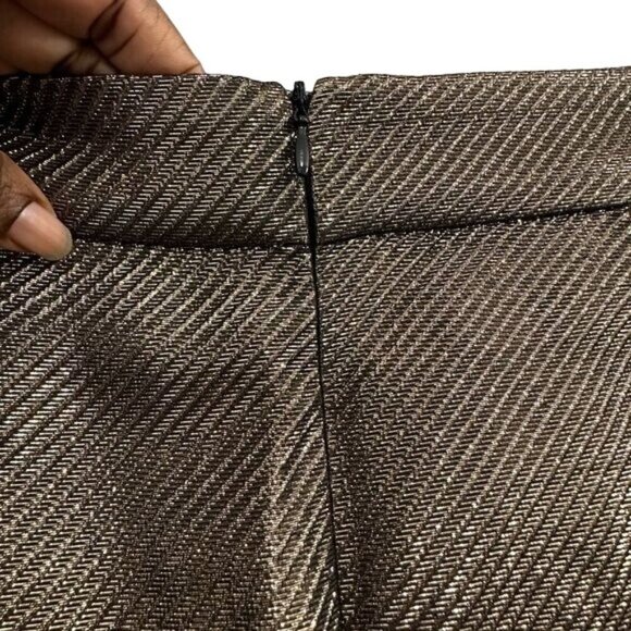 H&M Metallic Gold A Line Mini Skirt Size 6 Fall Fashion Office Casual - Picture 4 of 9
